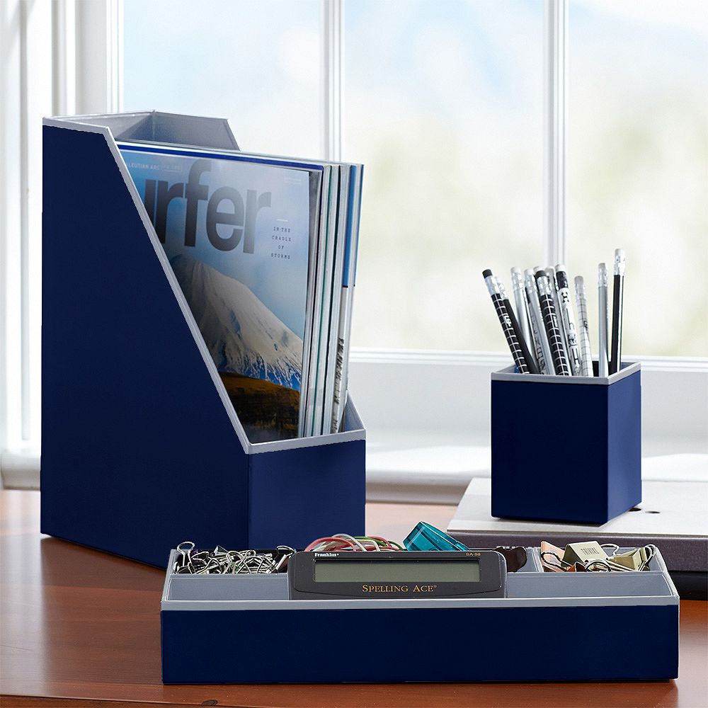 Printed Desk Accessories - Solid Navy
