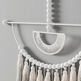 Wood Bead and Tassel Wall Hanging