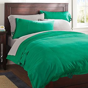 Classic Metro Duvet Cover &amp; Pillowcase, Bright Green