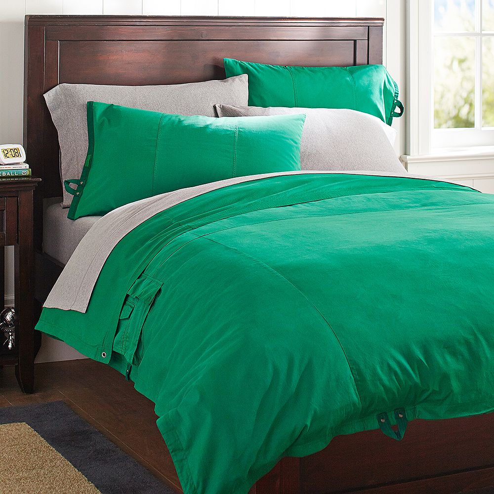 Classic Metro Duvet Cover &amp; Pillowcase, Bright Green