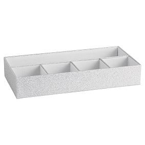 Fabric Desk Accessories, Set of 3, Silver Glitter