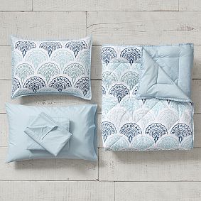 Feather Scallop Value Comforter Set with Sheets, Pillowcase, Comforter + Sham