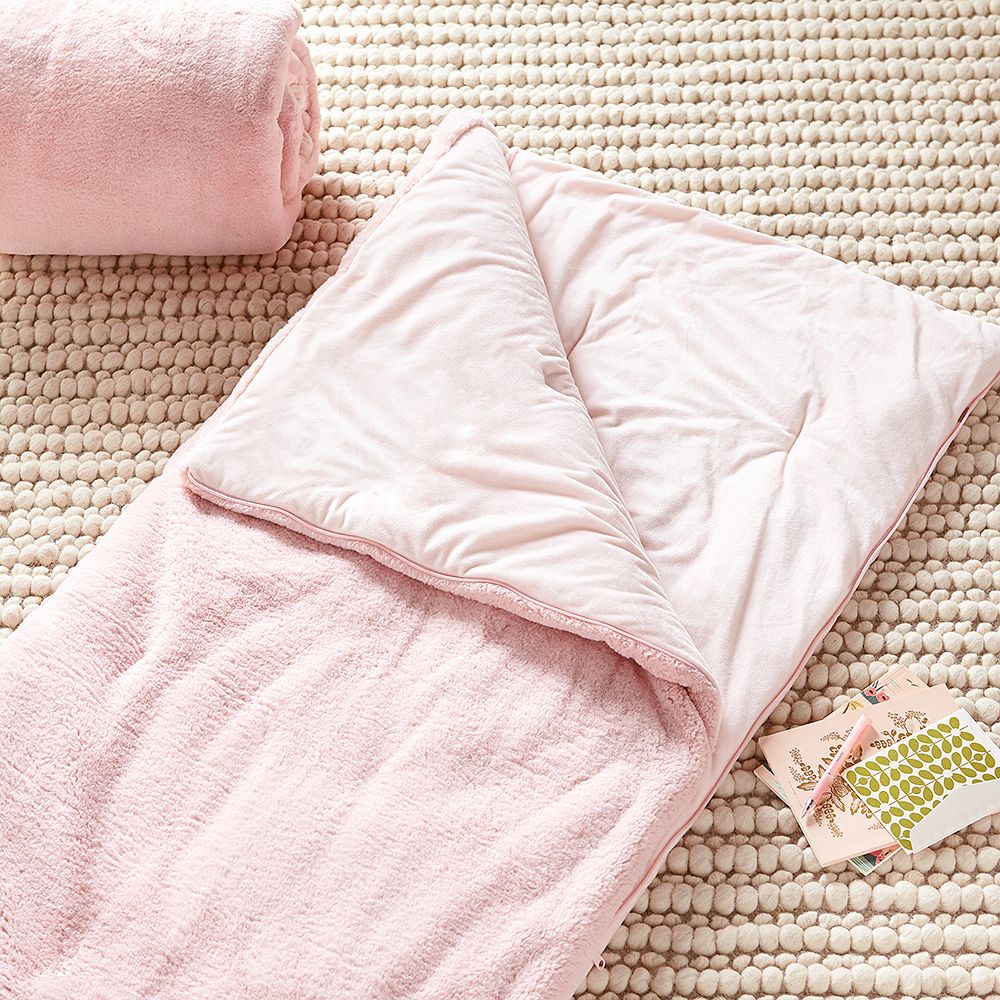Pastel Bunny Faux Fur Sleeping Bag, Peach