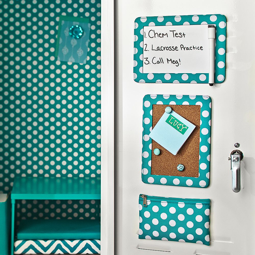 Pool Dot Cork Board, Dry-Erase Board &amp; Pouch