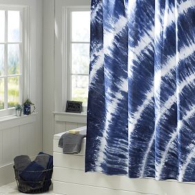 Tatum Tie-Dye Shower Curtain -Navy
