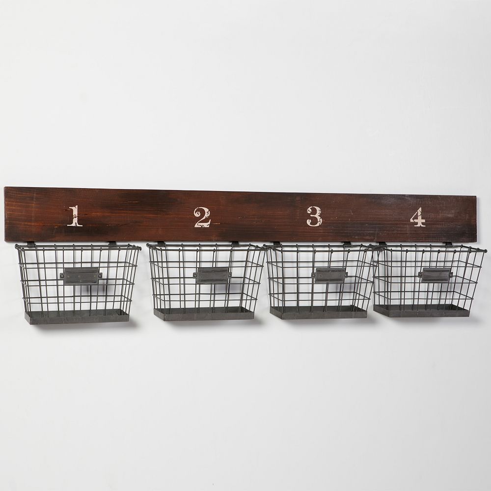 Wood And Wire Wall Multi Basket