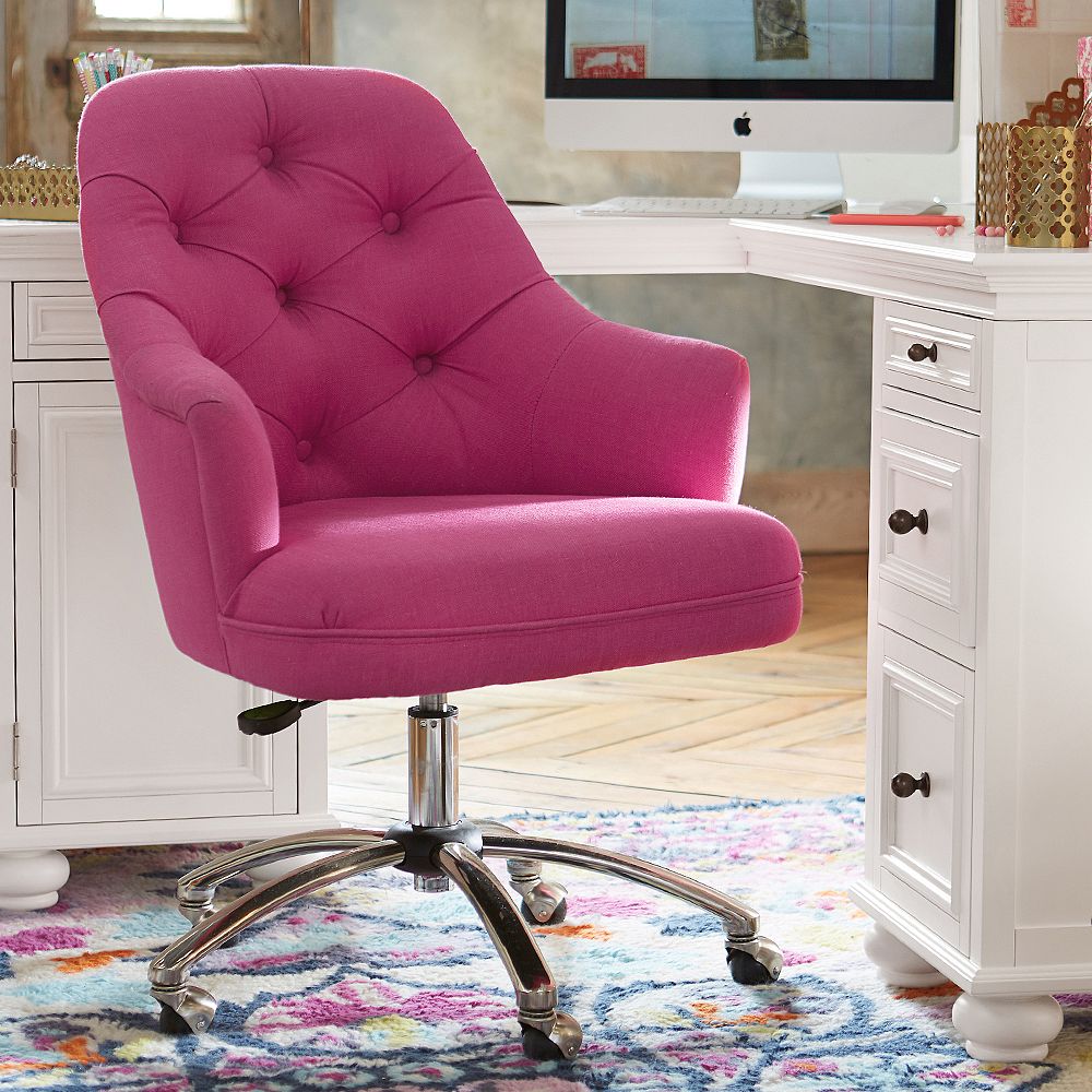 Velvet Tufted Swivel Desk Chair
