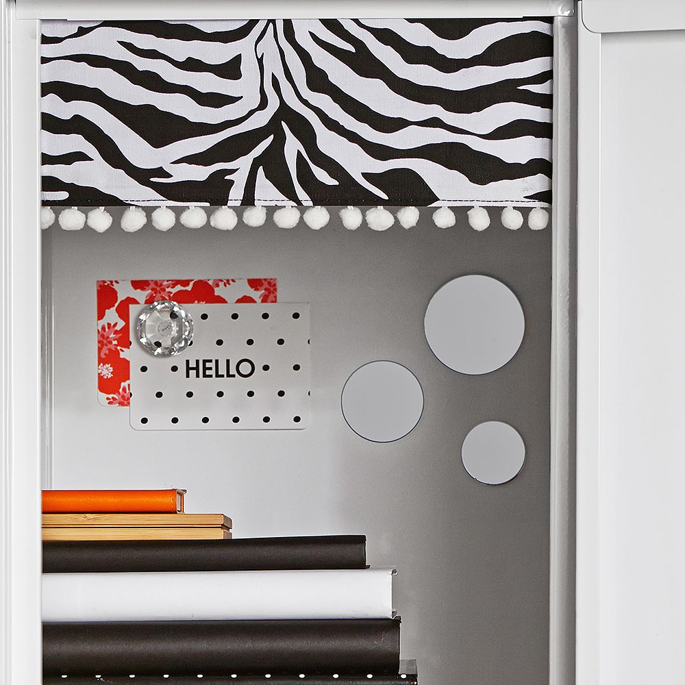 Black Zebra Dottie Pom Pom Locker Curtains
