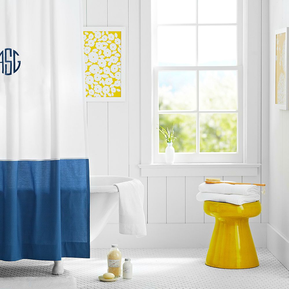 Classic Border Shower Curtain, Royal Navy