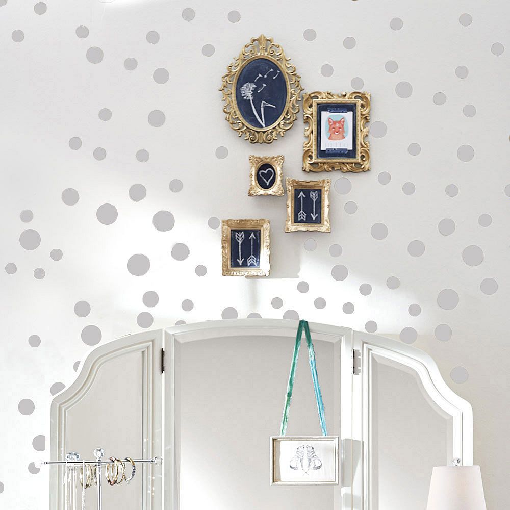 Wall Decal, Metallic Dottie, Silver