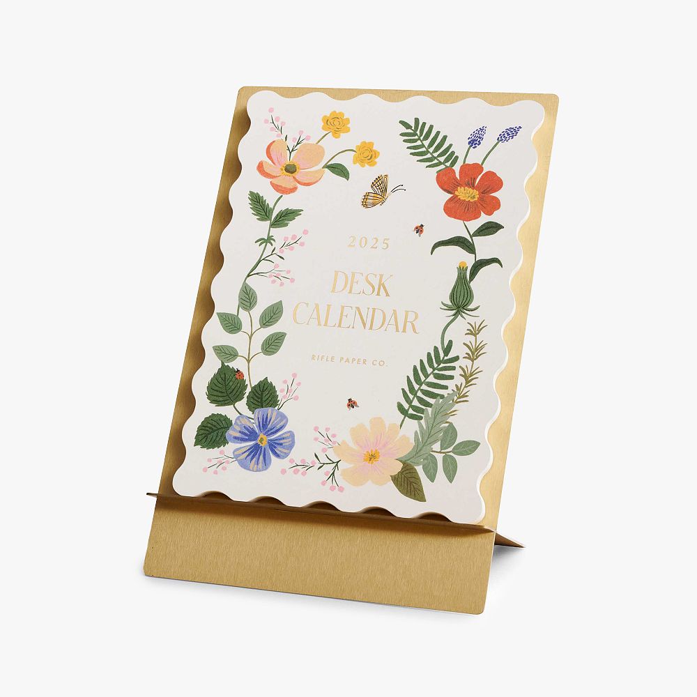 Rifle Paper Co. 2025 Strawberry Fields Brass Easel Calendar