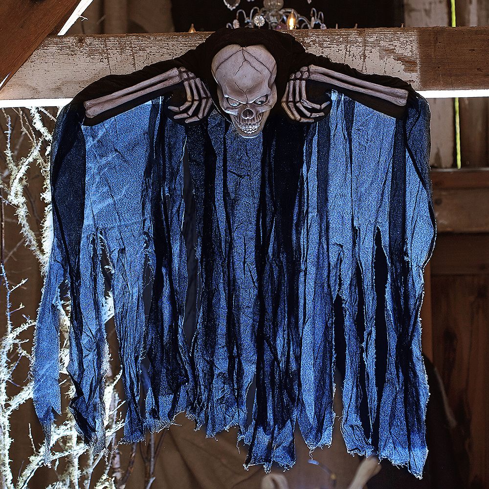 Hanging Skeleton With Black Drape