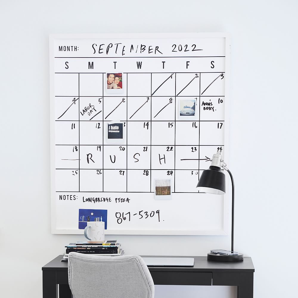 No Nails Oversized Framed Dry Erase Calendar