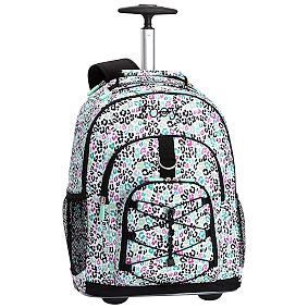 Gear-Up Black Multi Cheetah Rolling Backpack