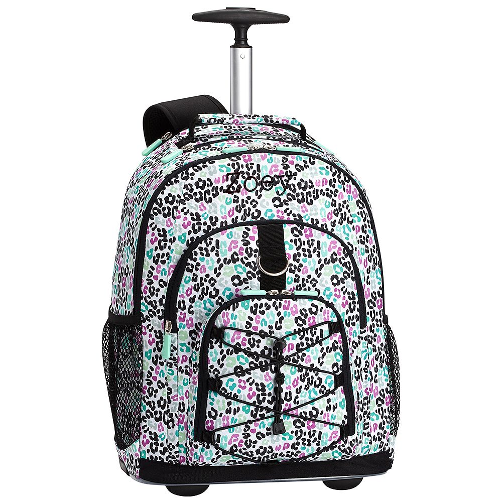 Gear-Up Black Multi Cheetah Rolling Backpack