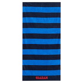 Rugby Stripe Beach Towel, Blue