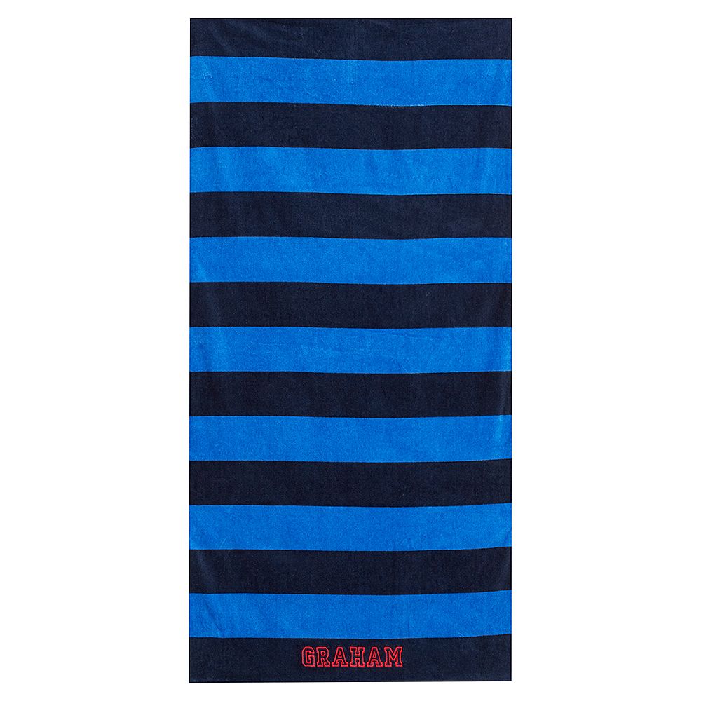 Rugby Stripe Beach Towel, Blue
