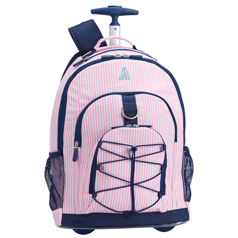 Gear-Up Pink Mini Stripe Rolling Backpack