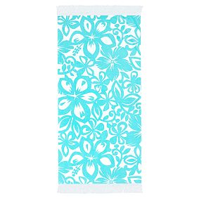 Blue Floral Fringe Beach Towel