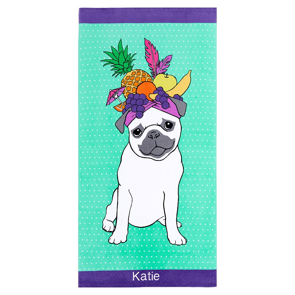 Chiquita Party Pug Beach Towel