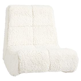 Ivory Sherpa Faux-Fur Mini Gaming Chairless Chair