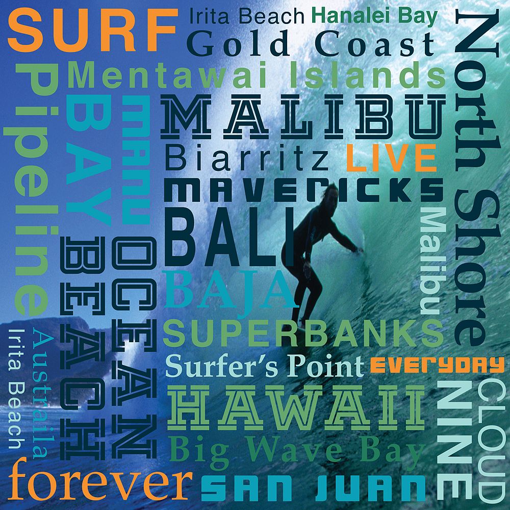 Surf Words Wall Mural