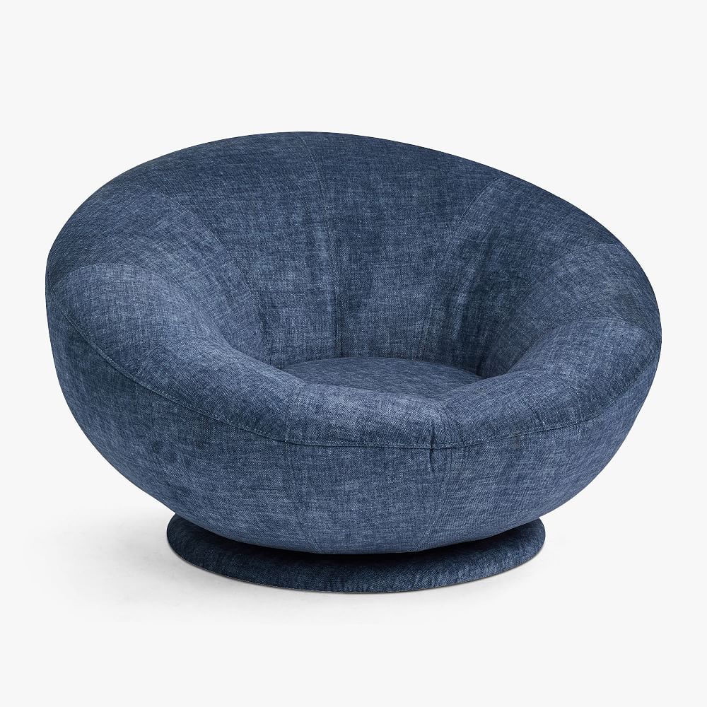 Velvet Crossweave Navy Groovy Swivel Chair