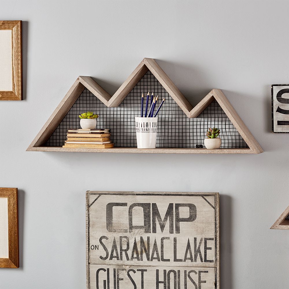 Wood And Metal Mountain Shelf