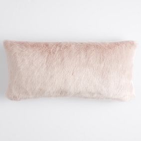 Blush Ice Faux-Fur Lumbar Pillow Cover