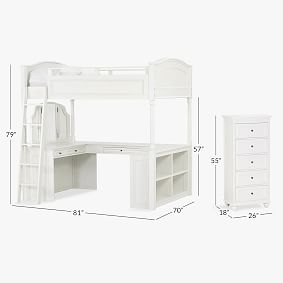 Chelsea Vanity Loft Bed &amp; 5-Drawer Tower Dresser Set