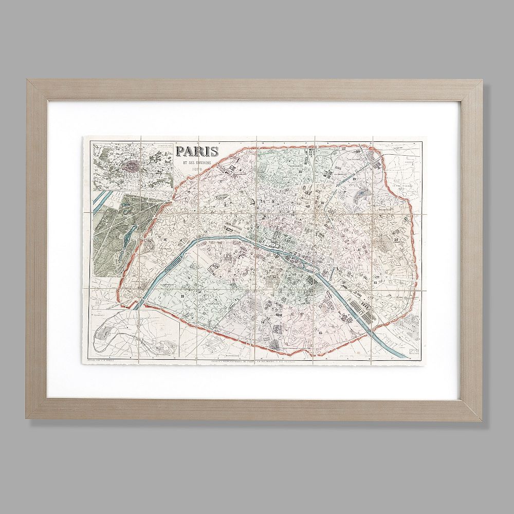 Paris Map Framed Art, 24&quot;x18&quot;