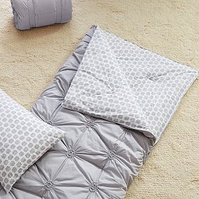 Ruched Rosette Pillowcase, Gray
