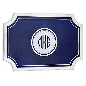 Scallop Framed Monogram Pinboard, Navy