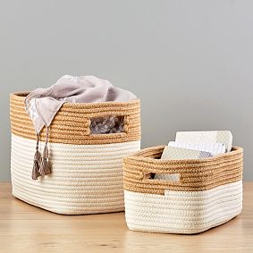 Tonal Rope Baskets, White
