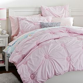 Ruched Rosette Quilt, Blush