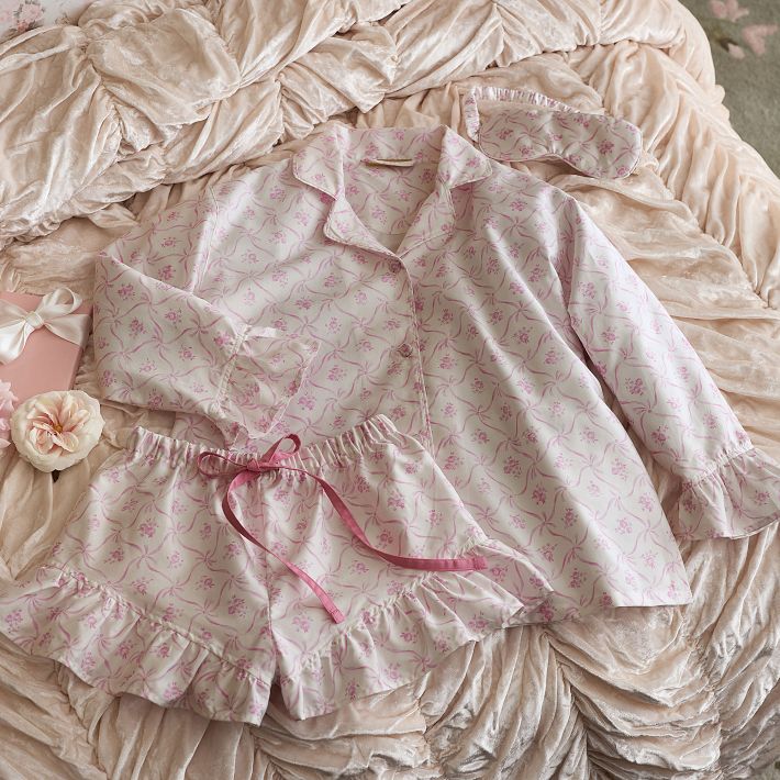 LoveShackFancy Floral Trellis Sateen Pajama Set | Pottery