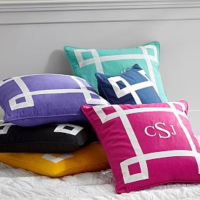 Ribbon Trim Monogram Pillow Cover