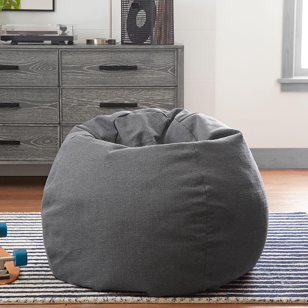 Classic Plain Weave Charcoal Beanbag Chair