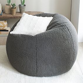 Sherpa Charcoal Bean Bag Chair Slipcover Only