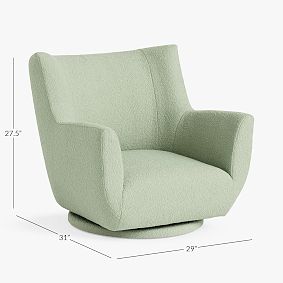 Chunky Boucl&#233; Sage Lennon Low Swivel Chair