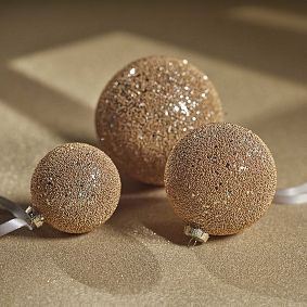 Gold Beaded Glass Ornament Set