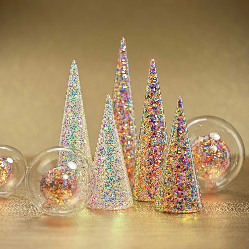LED Sequin Glass Trees