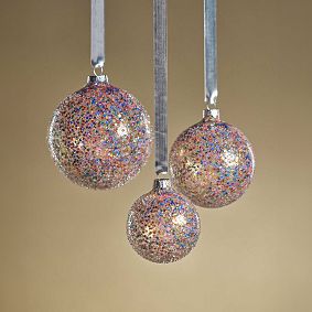 Multi Confetti Glass Ornament Set