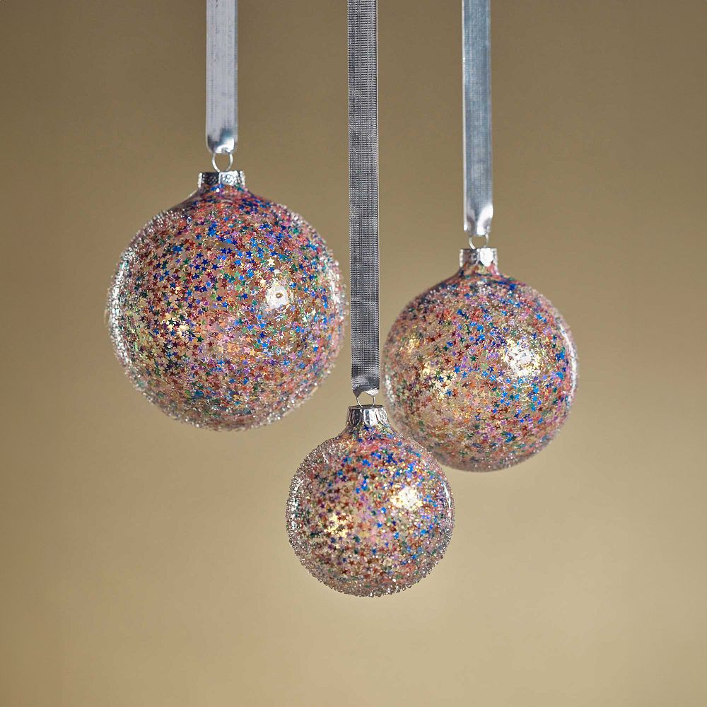 Multi Confetti Glass Ornament Set