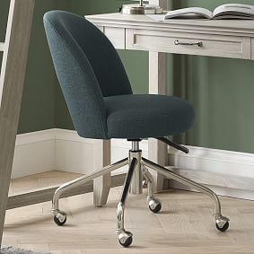 Simple Basketweave Andie Swivel Desk Chair - Indigo