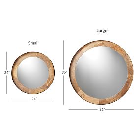 Round Wood and Metal Wall Mirror