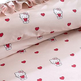 Hello Kitty&#174; Heart Ruffle Organic Duvet Cover
