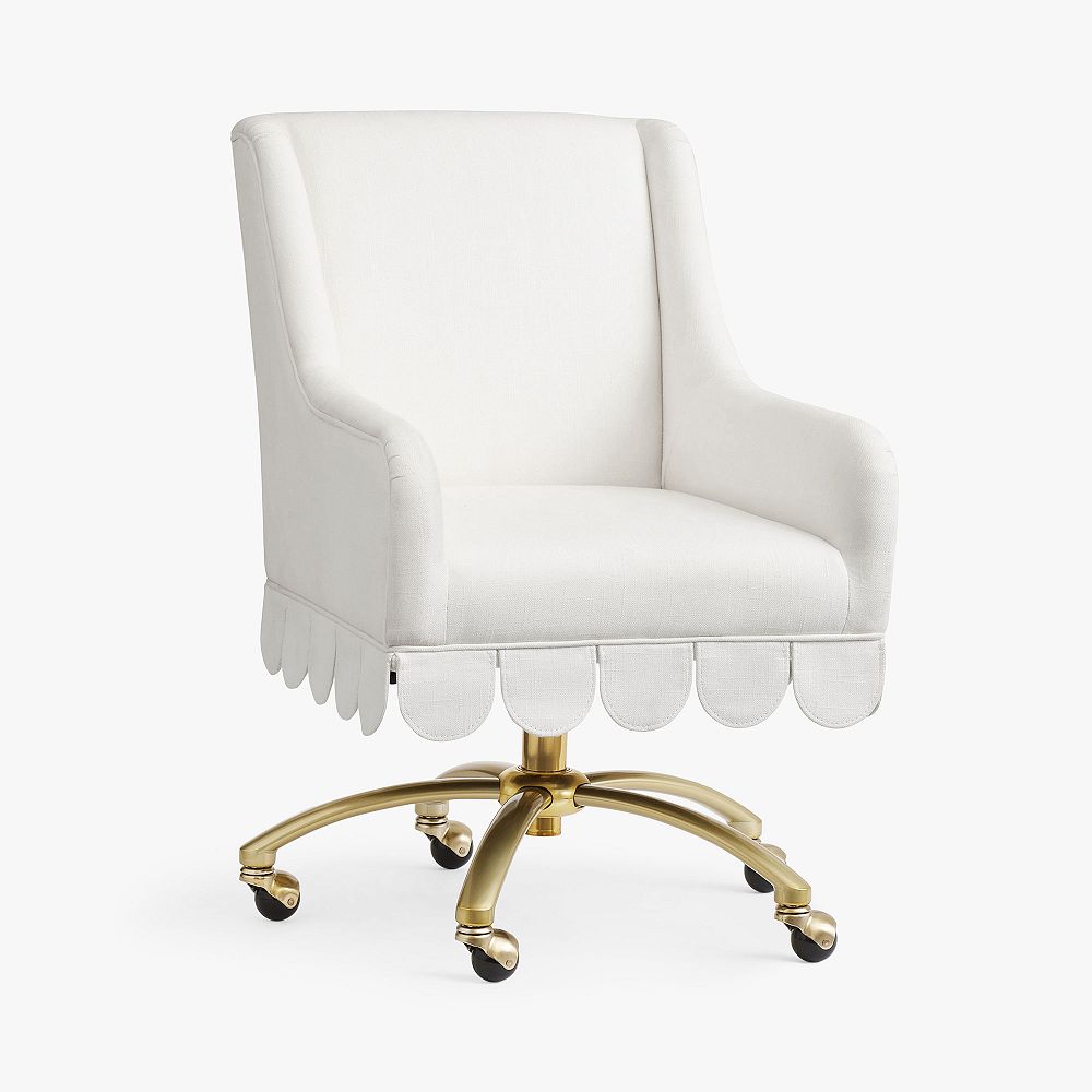 Scalloped Fringe Swivel Desk Chair