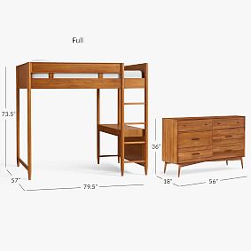 west elm x pbt Mid-Century Loft Bed &amp; 6-Drawer Dresser Set