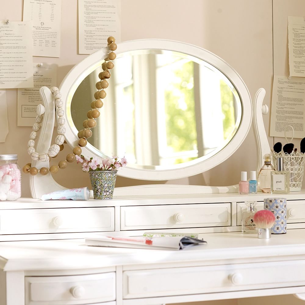 Lilac Mirror Vanity Desk Hutch